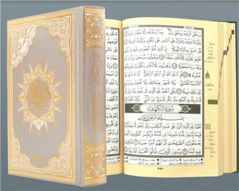 Sain coran 17 x 24 tajweed (avec mots du coran et index des thèmes coraniques) (couverture dorée) (arabe)