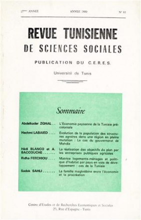 Revue tunisienne de sciences sociales n°61
