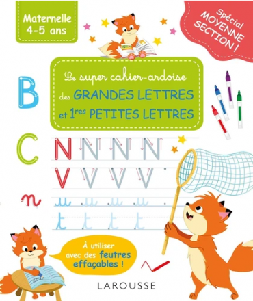 Le super cahier-ardoise des grandes lettres et 1res petites lettres A utiliser avec des feutres effaçables !