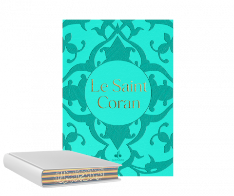 Le Saint Coran Bilingue Tranche : Arc-en-ciel Couverture Turquoise