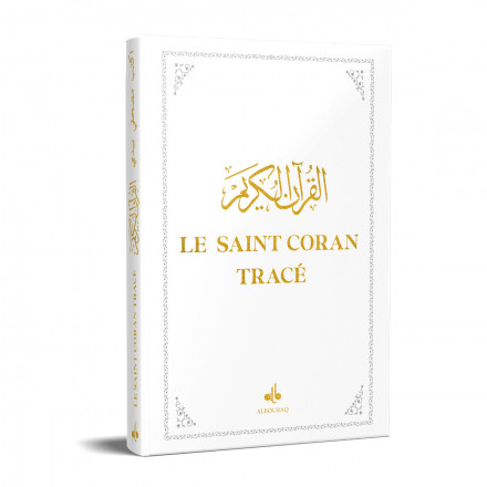 Le Saint Coran Tracé (17x24) Blanc Tranche dorée